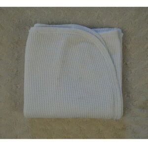 J.E. Morgan Solid White Thermal Baby Blanket Waffle Weave Cotton USA Made JE